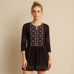 Anthropologie Boho Beaded Embroidered‎ Dress Whimsy Goth Dark Romantic Grunge S